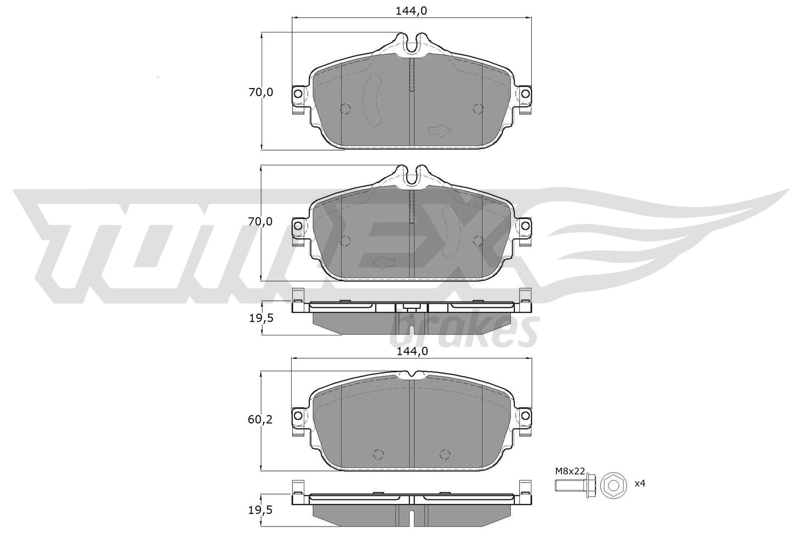 Sada brzdových platničiek kotúčovej brzdy TOMEX Brakes